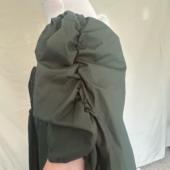 Sage Forest Green Mini Dress NWT Hyacinth House babydoll large sweetheart puff - Picture 5 of 16